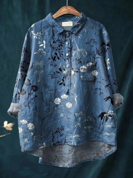 Rosa | Aquarell Blumen Oversized Hemdbluse