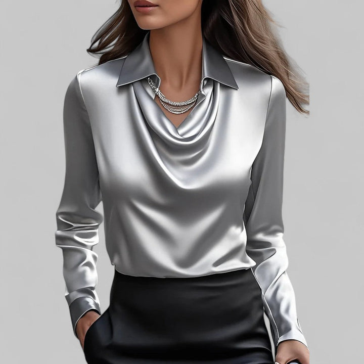 Theresa | Elegante Wasserfall Satinbluse
