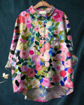 Rosa | Aquarell Blumen Oversized Hemdbluse