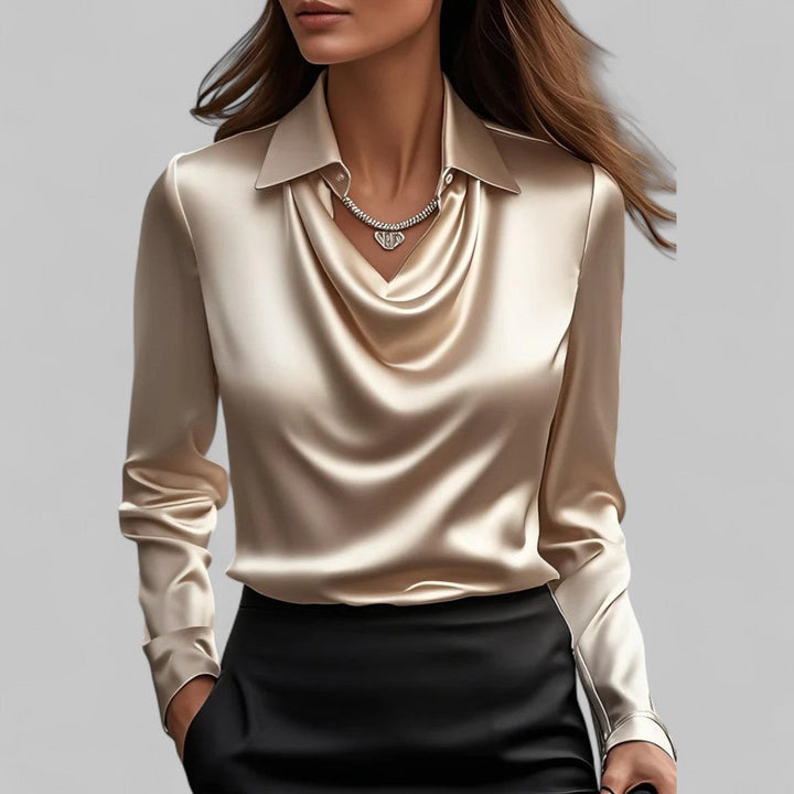 Theresa | Elegante Wasserfall Satinbluse