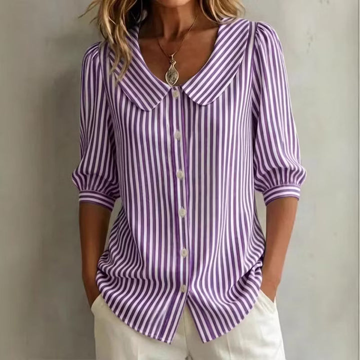 Greta | Damen Gestreifte Bluse mit Knopfleiste