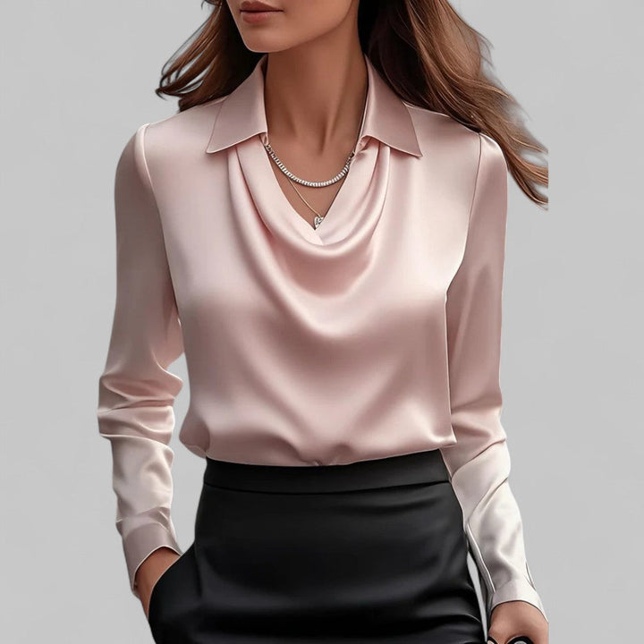 Theresa | Elegante Wasserfall Satinbluse