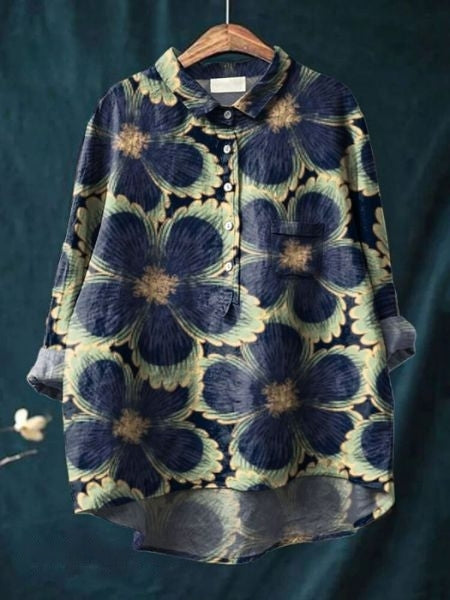 Rosa | Aquarell Blumen Oversized Hemdbluse