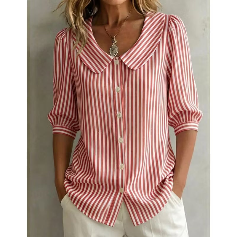 Greta | Damen Gestreifte Bluse mit Knopfleiste