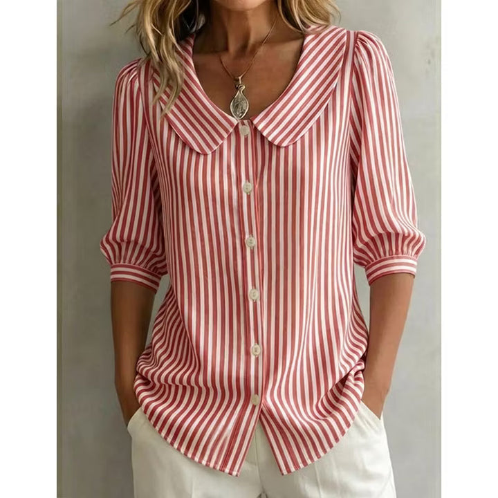 Greta | Damen Gestreifte Bluse mit Knopfleiste