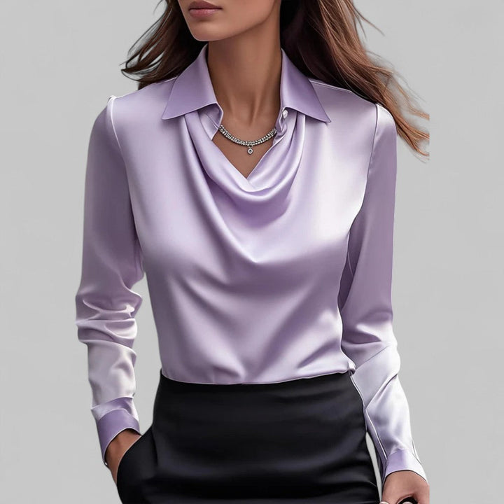 Theresa | Elegante Wasserfall Satinbluse