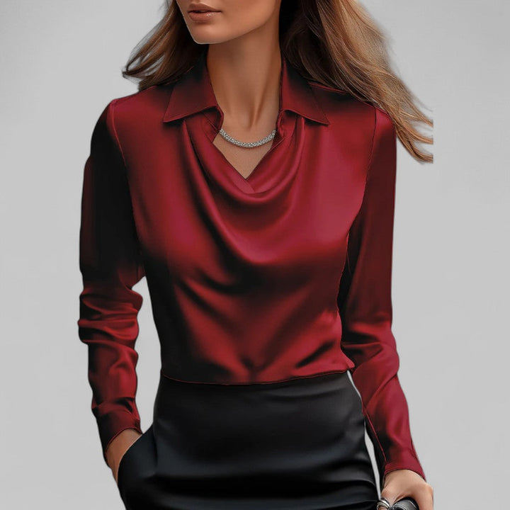 Theresa | Elegante Wasserfall Satinbluse