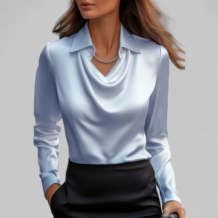 Theresa | Elegante Wasserfall Satinbluse