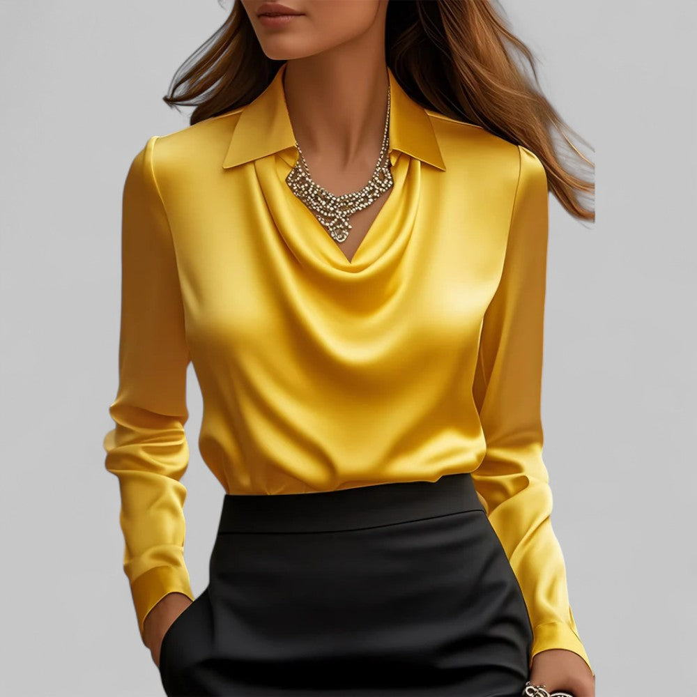 Theresa | Elegante Wasserfall Satinbluse