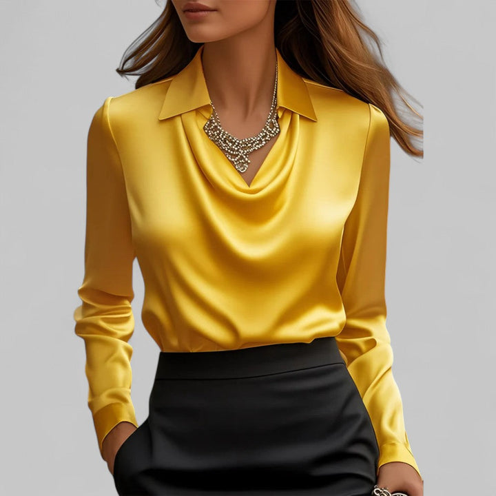 Theresa | Elegante Wasserfall Satinbluse
