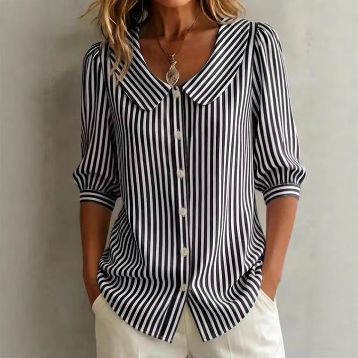 Greta | Damen Gestreifte Bluse mit Knopfleiste
