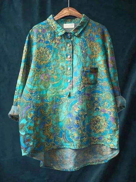 Rosa | Aquarell Blumen Oversized Hemdbluse