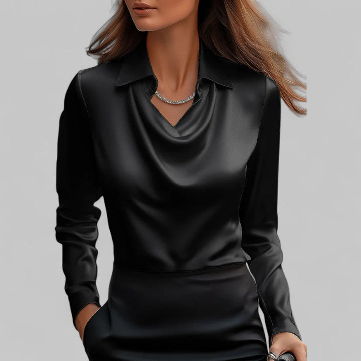 Theresa | Elegante Wasserfall Satinbluse