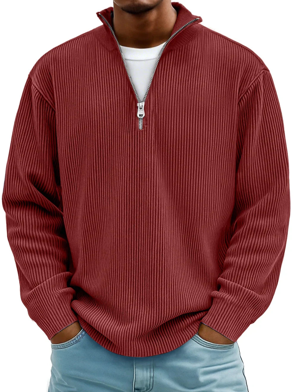 Arno | Herren Half-Zip Rippstruktur Sweatshirt