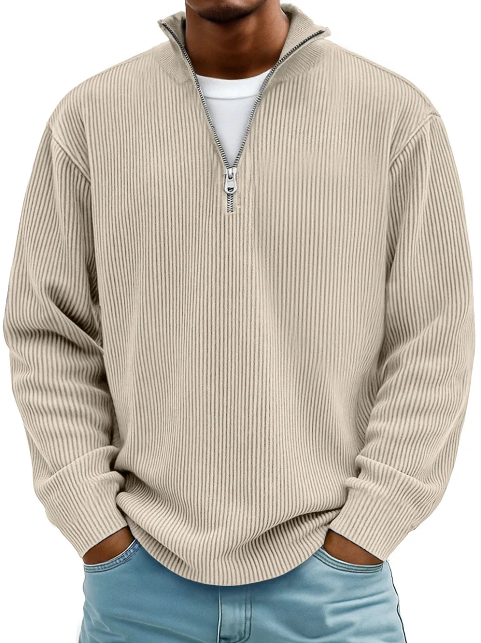 Arno | Herren Half-Zip Rippstruktur Sweatshirt