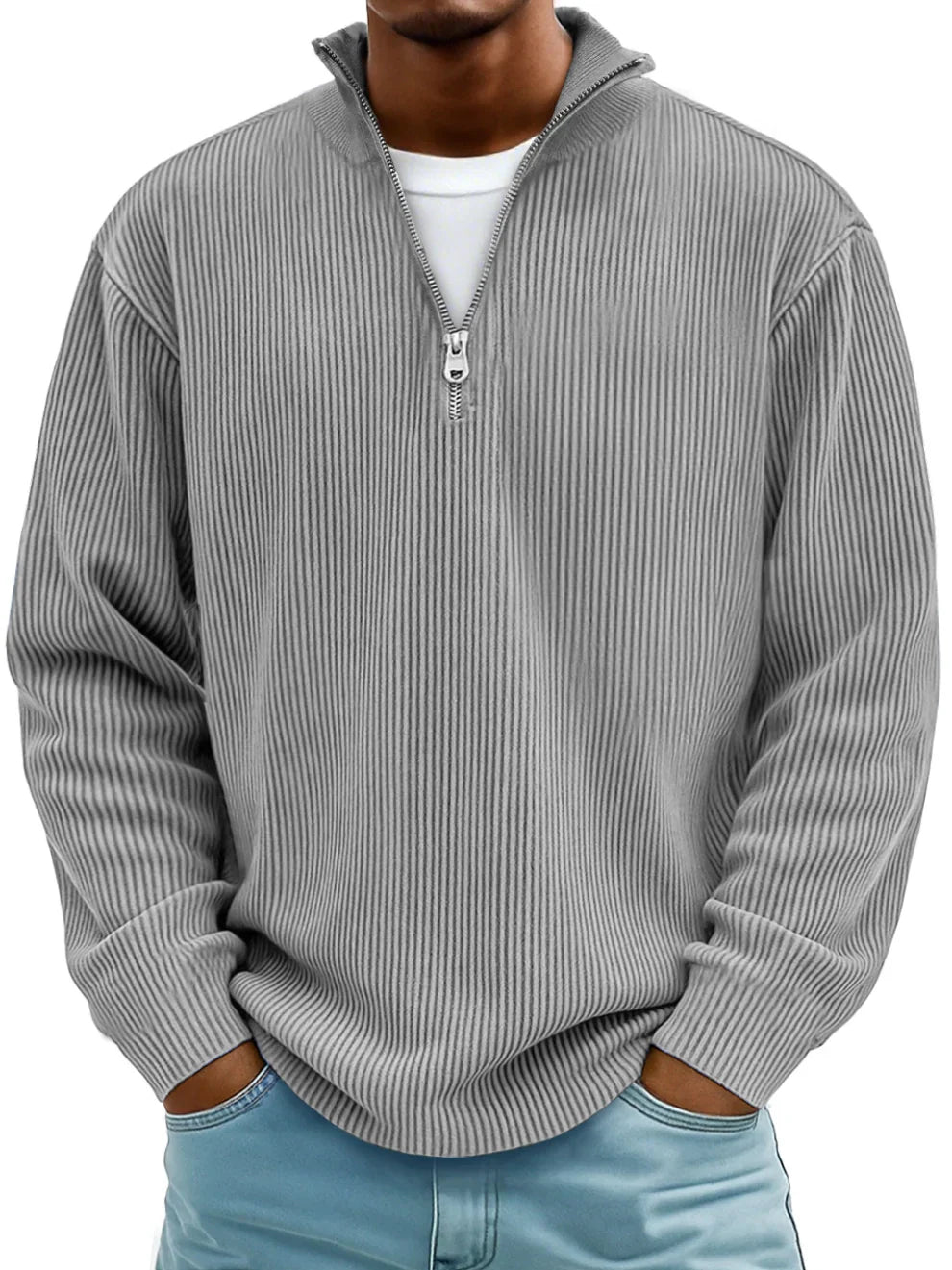 Arno | Herren Half-Zip Rippstruktur Sweatshirt