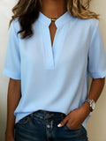 Lara | Elegante Kurzarm Bluse V-Ausschnitt