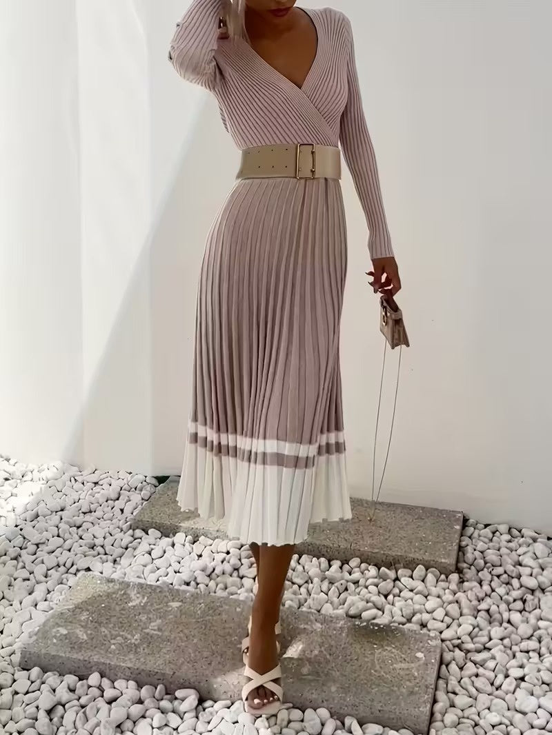 Damen Falten Midikleid