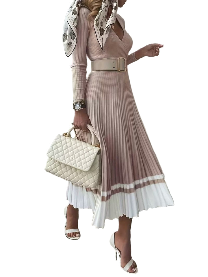 Damen Falten Midikleid