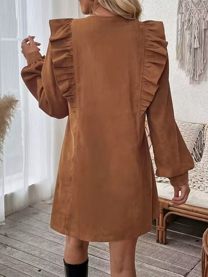 Damen Mini Hemdkleid mit Rüschen