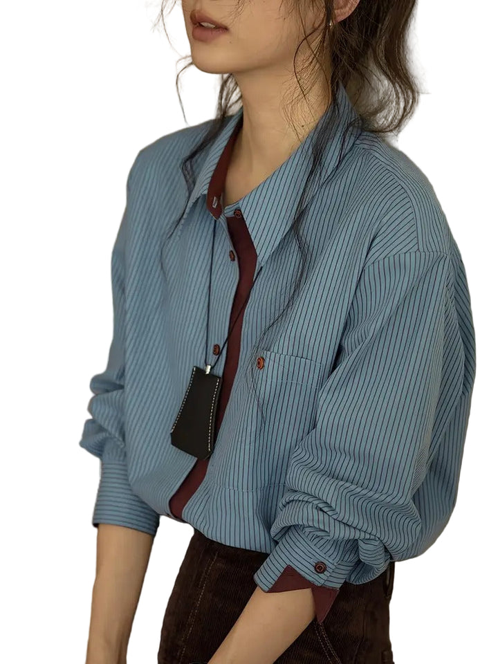 Damen Gestreiftes Langarmhemd