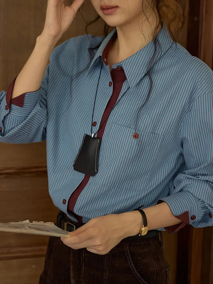 Damen Gestreiftes Langarmhemd