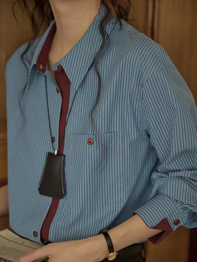 Damen Gestreiftes Langarmhemd