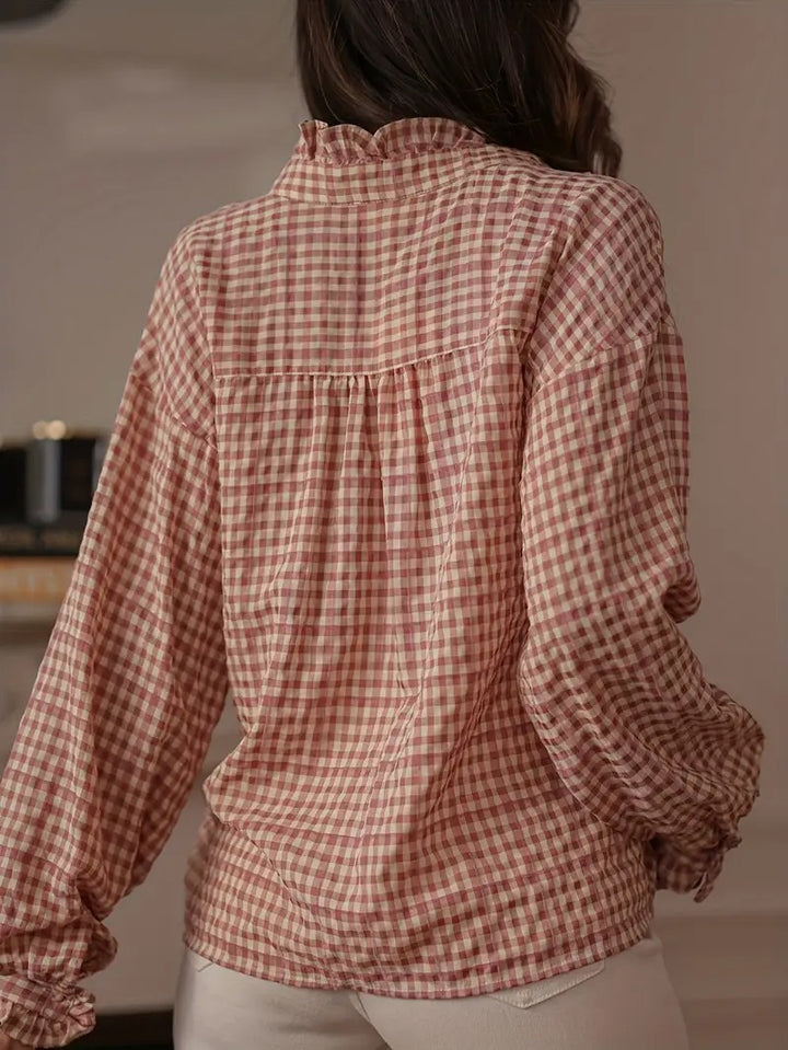 Damen Kariertes Hemd mit Knopfleiste