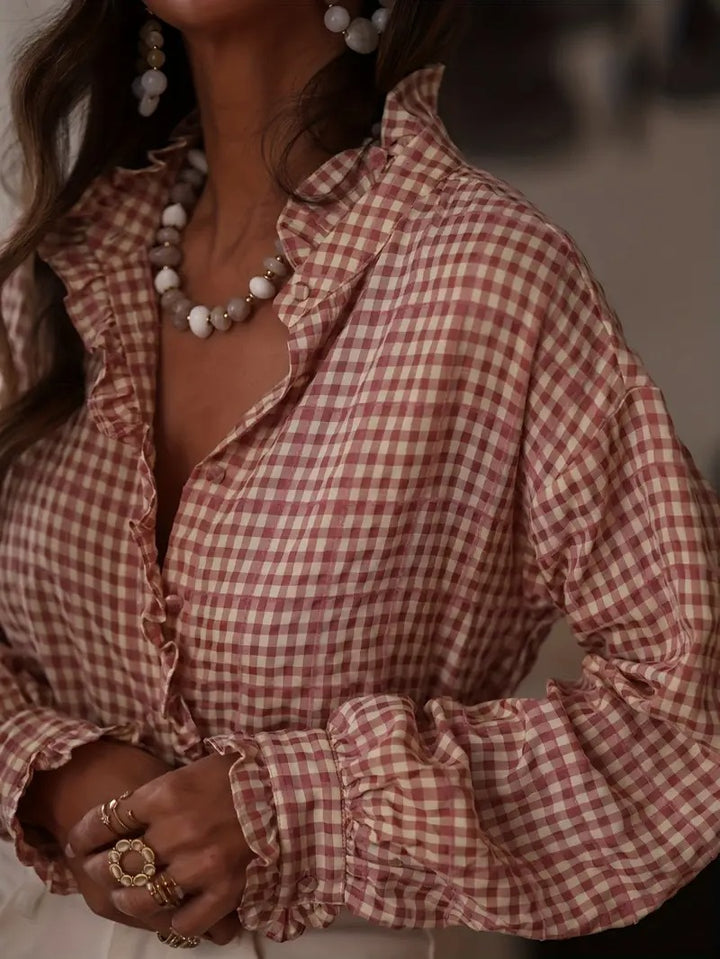 Damen Kariertes Hemd mit Knopfleiste