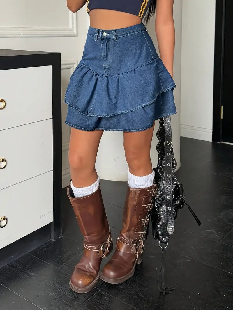 Damenrock mit Hoher Taille und Rüschen