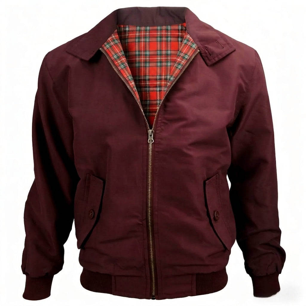 Rex | Herren klassische Harrington Jacke mit Tartan-Futter