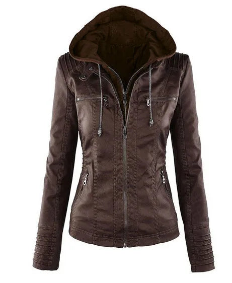 Ronja | Wetterfeste Kapuzen-Lederjacke