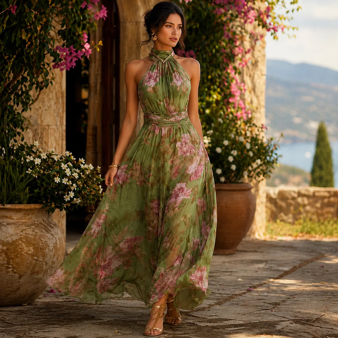 Hanne | Elegante Chiffon Maxi Jurk met Bloemen voor Dames