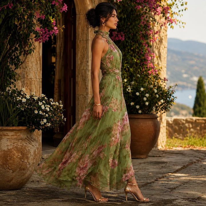 Hanne | Elegante Chiffon Maxi Jurk met Bloemen voor Dames
