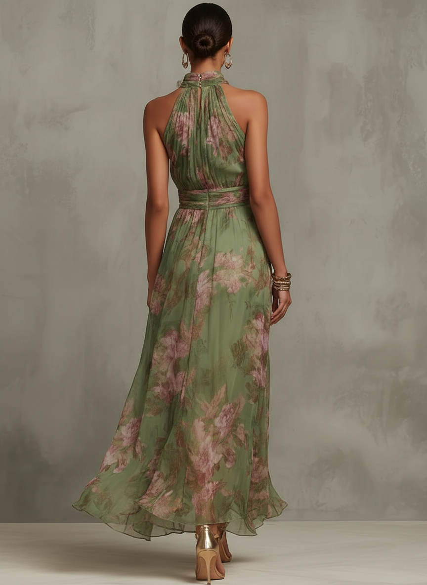 Hanne | Elegante Chiffon Maxi Jurk met Bloemen voor Dames