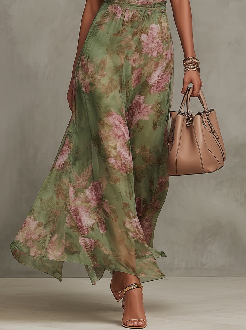 Hanne | Elegante Chiffon Maxi Jurk met Bloemen voor Dames