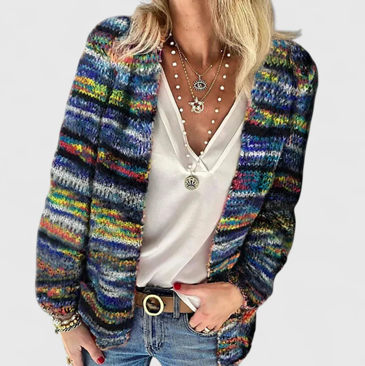 Manuela | Gemütliche Mehrfarbige Damen Strickjacke