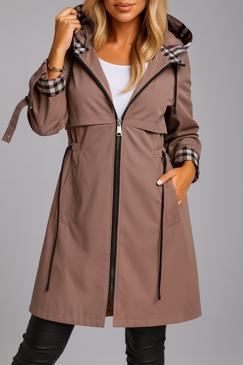 Wilhelmine | Damen Warmer Mantel mit Zip-Verschluss