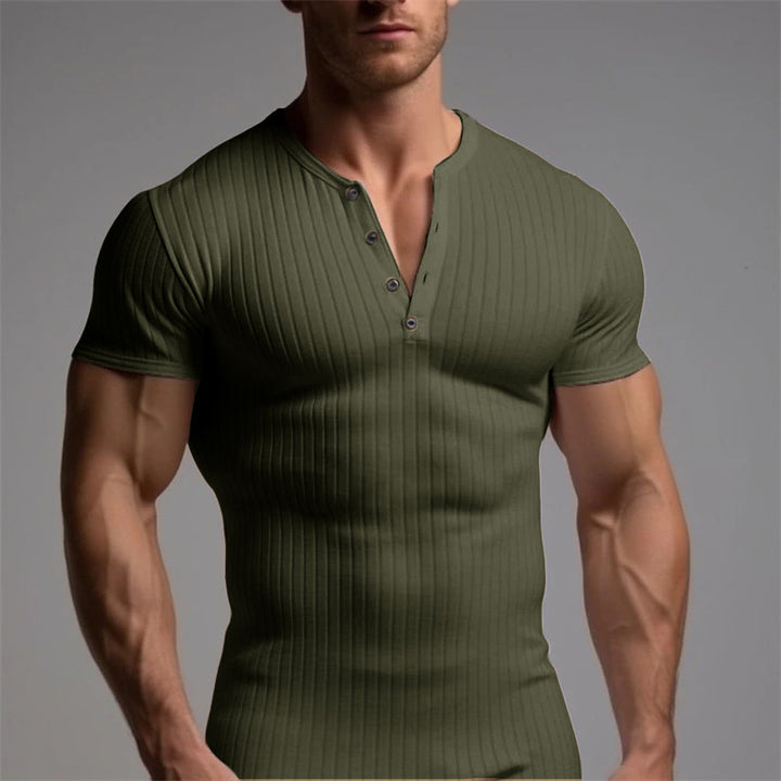 Nico | Heren muscle fit T-shirt met knoopsluiting