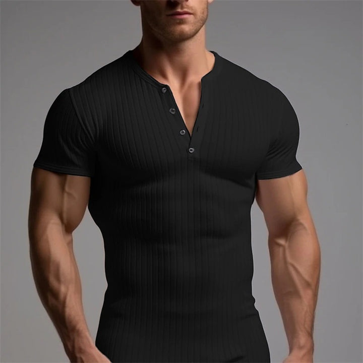Nico | Heren muscle fit T-shirt met knoopsluiting