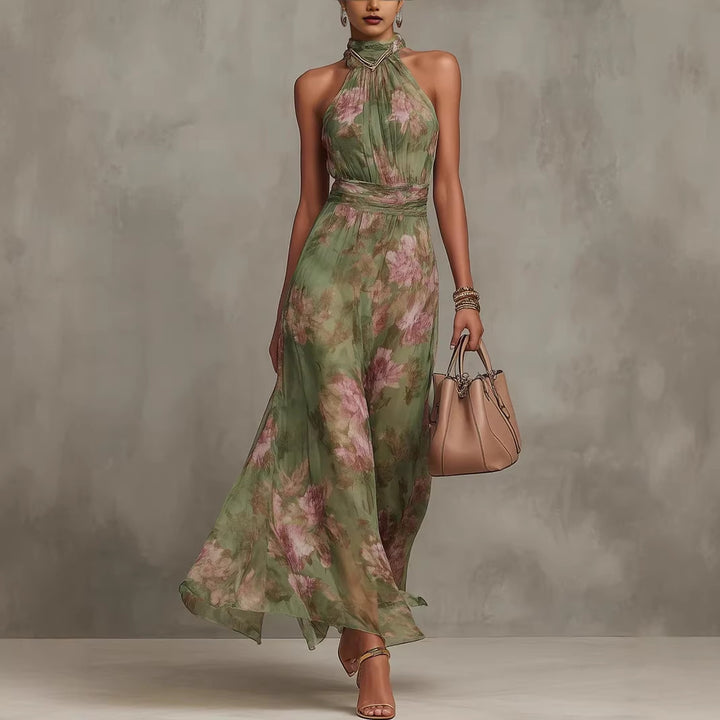 Hanne | Elegante Chiffon Maxi Jurk met Bloemen voor Dames