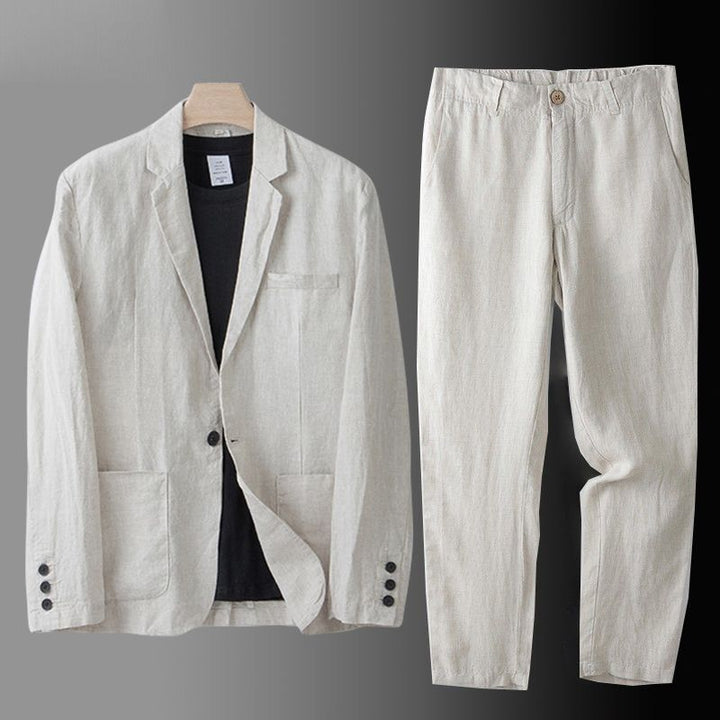 Simon | Heren Linnen Pak Set Relaxed Blazer Broek