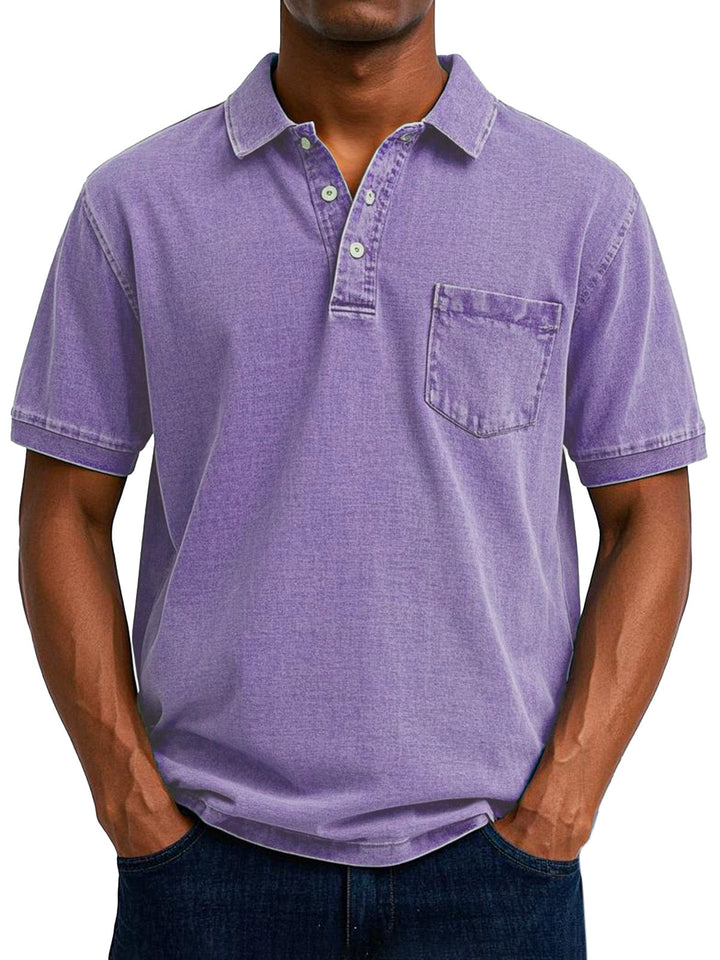 Gustav | Herren Vintage Kurzarm Polohemd mit Tasche