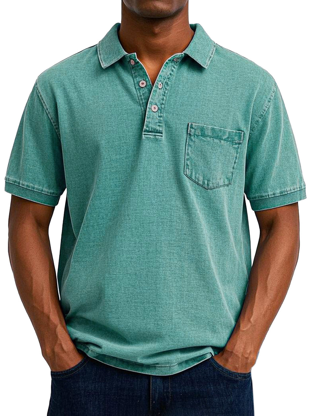 Gustav | Herren Vintage Kurzarm Polohemd mit Tasche