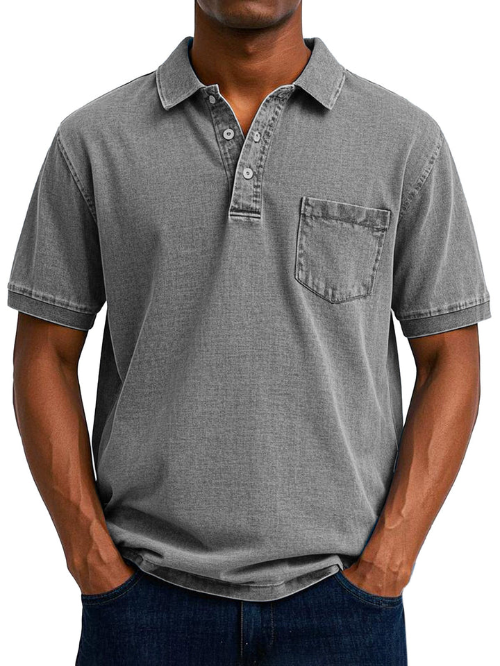 Gustav | Herren Vintage Kurzarm Polohemd mit Tasche