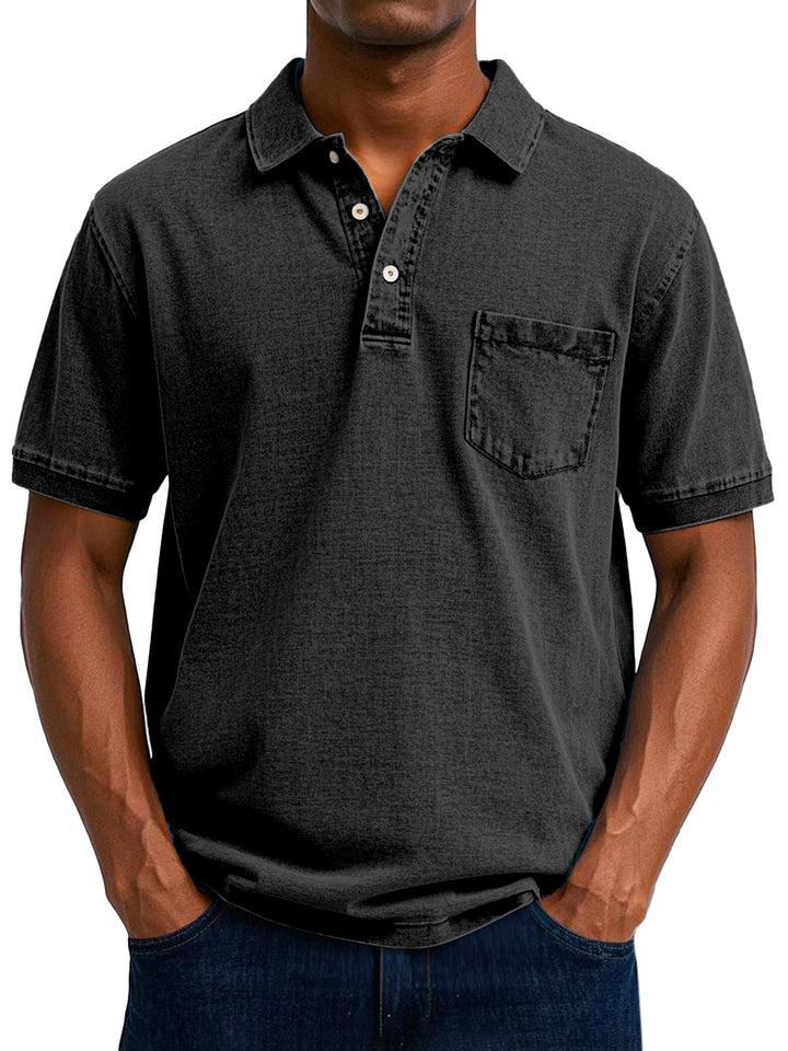 Gustav | Herren Vintage Kurzarm Polohemd mit Tasche