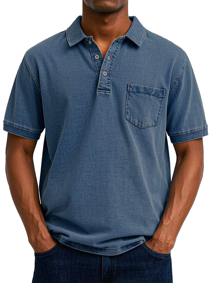 Gustav | Herren Vintage Kurzarm Polohemd mit Tasche