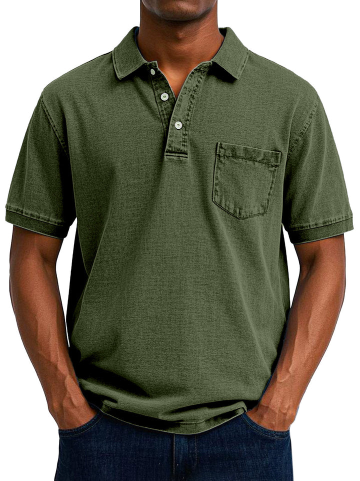 Gustav | Herren Vintage Kurzarm Polohemd mit Tasche