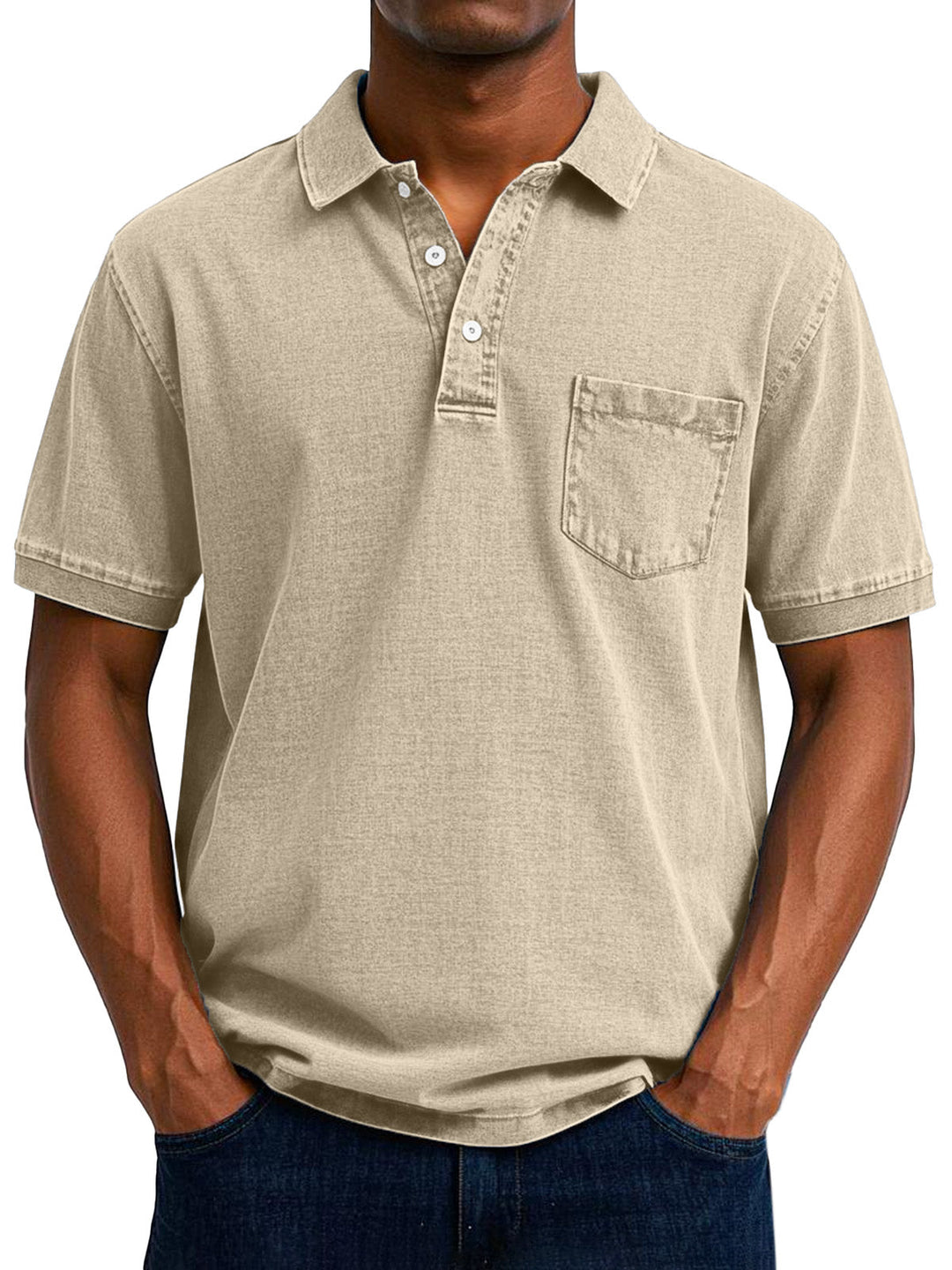 Gustav | Herren Vintage Kurzarm Polohemd mit Tasche