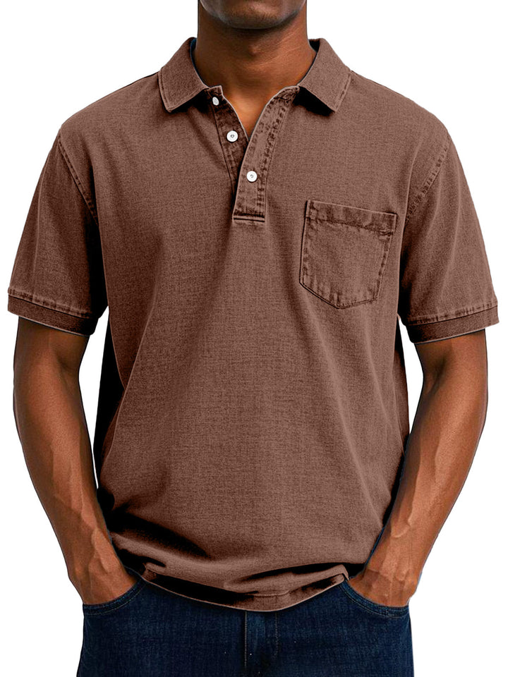 Gustav | Herren Vintage Kurzarm Polohemd mit Tasche